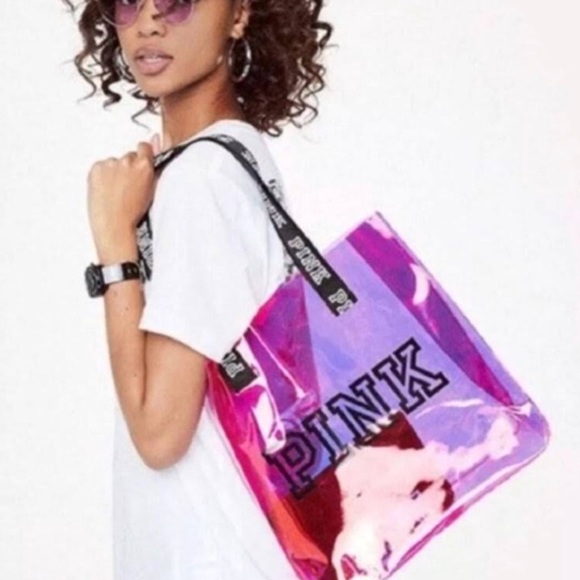 PINK Victoria's Secret Handbags - 🎉Brand New🎉Pink by VS iridescent pink tote